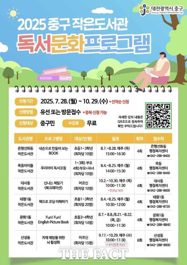 2025 작은도서관 독서문화 프로그램 운영 안내 포스터. /대전 중구