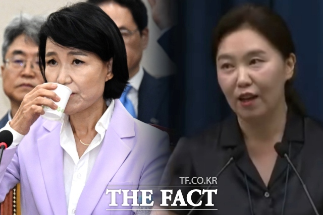 이진숙 방송통신위원장(왼쪽), 강유정 대통령실 대변인. (사진=더팩트DB/ KTV 영상 캡쳐)