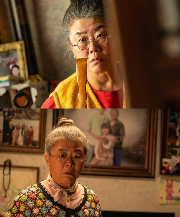 이정은은 정환(조정석 분)의 어머니이자 어촌 마을에 사는 흥과 정이 넘치는 할머니 밤순 역을 맡아 웹툰과 놀라운 싱크로율을 자랑하며 대체 불가한 존재감을 발산한다. /NEW