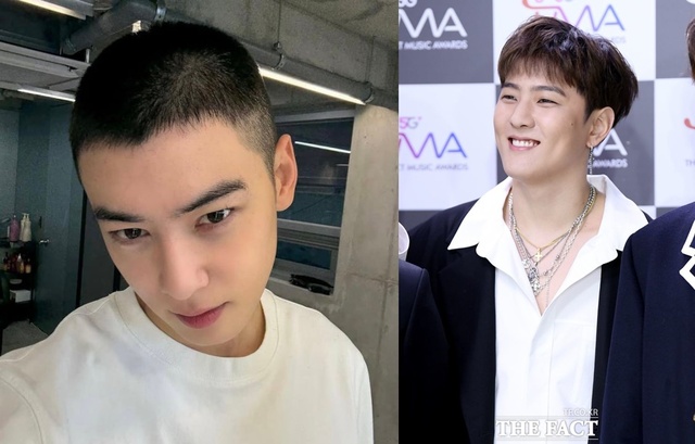 차은우(왼쪽)와 김동혁이 28일 나란히 훈련소에 입소한다. 이들은 기초군사훈련을 받은 뒤 육군 군악대에서 복무할 예정이다. /차은우 소셜 미디어, 더팩트 DB