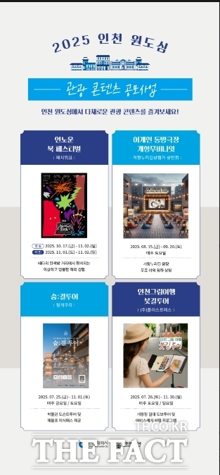 인천시와 인천관광공사가 ‘2025 인천 원도심 관광 콘텐츠 공모전’을 통해 선정한 총 4개의 특별한 관광 콘텐츠/인천시