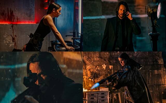 이브 역을 맡은 아나 데 아르마스(왼쪽 위)는 다양한 액션 시퀀스를 완벽하게 소화함과 동시에 인물의 감정을 섬세하게 그려내며 극을 안정적으로 이끈다. /판씨네마(주)