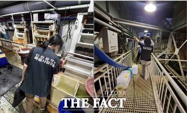 인천시 특별사법경찰이 폐수 발생 사업장을 대상으로 기획수사 하고 있다. /인천시특사경