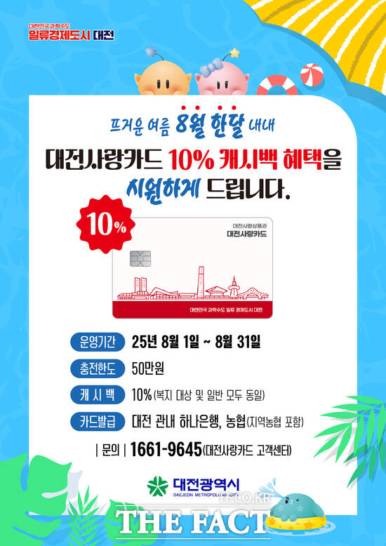 대전사랑카드 캐시백 10% 확대 홍보 포스터./대전시