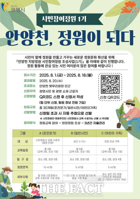 안양천 시민참여정원 참가자 모집 홍보물./광명시