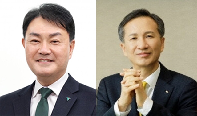 금융그룹에서 비은행 계열사 성장을 강화하면서 은행 출신 최고경영자(CEO)의 실적에 대한 관심이 높아지고 있다. 사진은 성영수 하나카드 대표(왼쪽)와 정문철 KB라이프 대표. /각 사