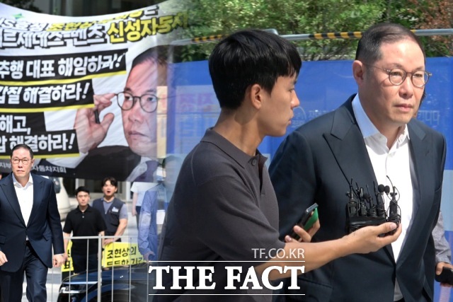 조현상 HS효성 부회장이 4일 오전 서울 종로구 KT 광화문 빌딩 웨스트에 마련된 김건희 여사 관련 의혹을 수사 중인 민중기 특별검사팀 사무실로 출석하고 있다./ 광화문=김민지 기자