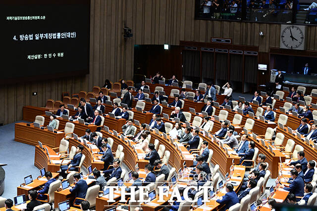 여야가 첨예하게 대립하고 있는 방송 3법 중 하나인 방송법 일부개정법률안이 상정되고 있다.