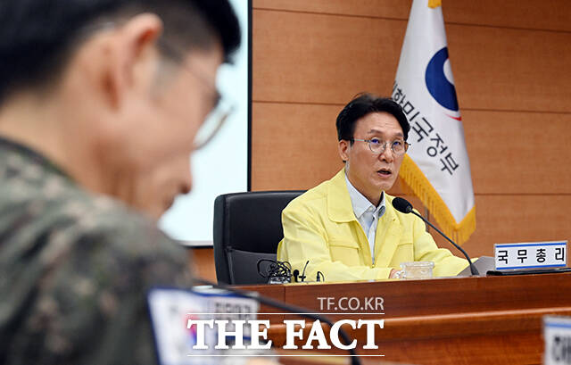 김민석 국무총리가 5일 오후 서울 종로구 정부서울청사 별관 국제회의실에서 열린 을지연습 준비보고회의에 참석해 모두발언을 하고 있다. /임영무 기자
