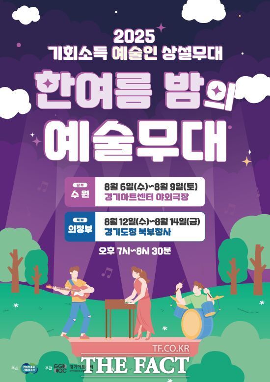 경기도가 수원과 의정부에서 진행하는 기회소득 예술인과 도민이 함께 즐기는 특별한 예술공연 ‘한여름밤의 예술무대’ 안내 포스터./경기도