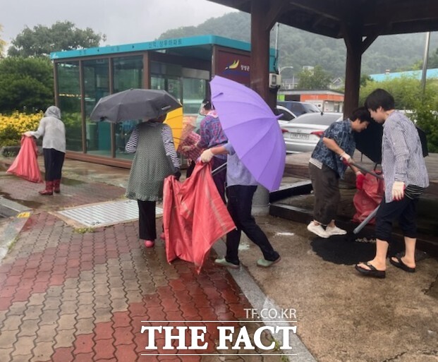 장성군이 환경정화 활동을 실시하고 있다./장성군