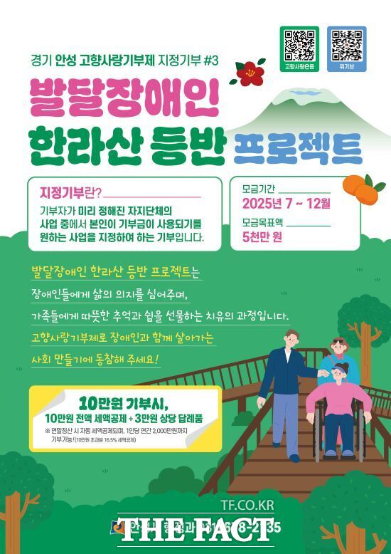 경기 안성시가 지정기부 사업 3호로 추진하는 ‘발달장애인 한라산 등반 프로젝트’이 안내 포스터./안성시