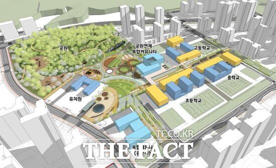 7일 교육부 주관 ‘2025년 학교복합시설 제2차 공모 사업’에 최종 선정된 경기 남양주 왕숙2지구에 계획된 ‘경기도 캠퍼스형 학교·공원’인 ‘복합커뮤니티센터의 조감도./경기도