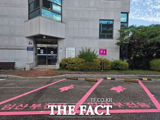 경기 구리시가 시청사와 공공시설 부설주차장, 공영주차장 등 26개소에 설치한 ‘임산부 우선 주차구역’의 모습./구리시