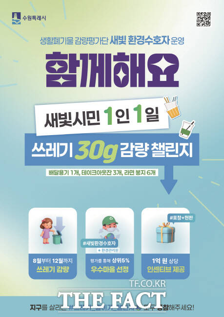 ‘새빛 시민 1인 1일 쓰레기 30g 감량 챌린지’ 포스터./수원시