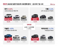  상반기 중고차 평균 시세 하락…전기차만 나홀로 상승세