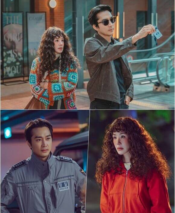 엄정화와 송승헌이 지니TV 새 오리지널 드라마 금쪽같은 내 스타에서 각각 전설의 톱스타 임세라와 경찰 독고철로 분해 호흡을 맞춘다. /지니TV