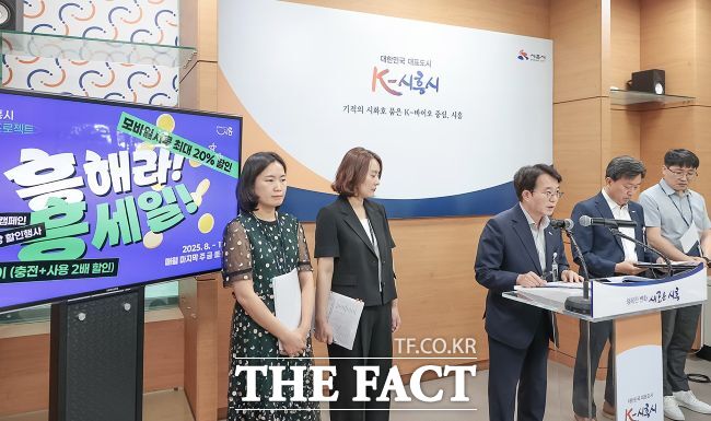 정호기 경제국장이 언론브리핑을 열고 흥해라 흥세일 정책을 발표하고 있다. /시흥시