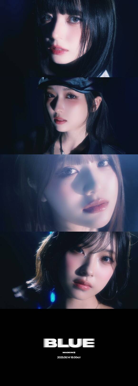 그룹 메이딘의 첫 유닛 메이딘 에스 마시로·미유·세리나·나고미(위부터)가 14일 데뷔 앨범 메이드 인 블루를 발매하고 데뷔한다./143엔터테인먼트