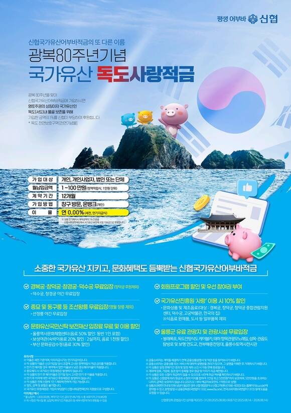 신협중앙회가 광복 80주년을 맞아 국가유산 독도사랑적금을 출시했다. /신협중앙회