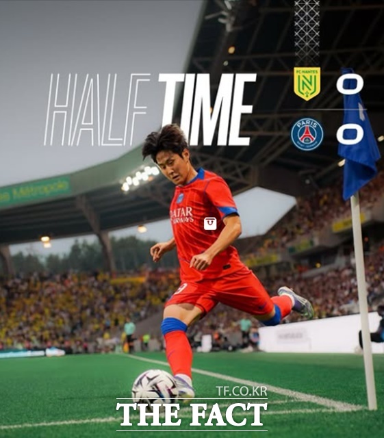 PSG의 이강인이 18일 2025~2026 프랑스 리그1 개막전에서 선발로 나서 낭트의 권혁규 홍현석과 코리안 더비를 펼쳤다./PSG
