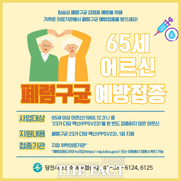 당진시 폐렴구균 23가 예방접종 안내 포스터. /당진시