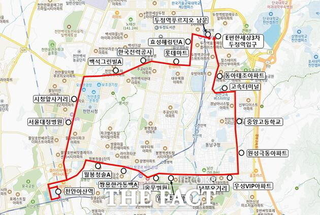 천안 도심순환 급행버스 5번 노선도 및 정차정류장 /천안시