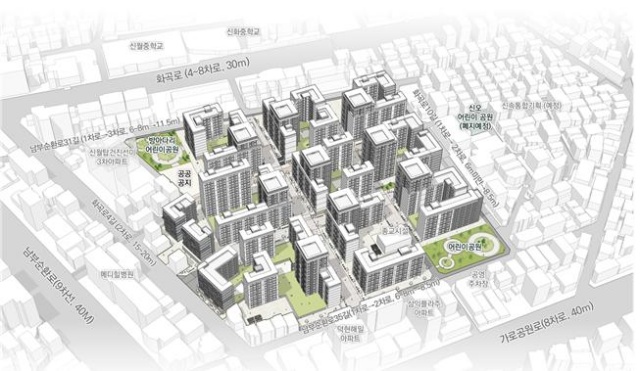 양천구 신월5동 77번지 일대 공공재개발사업이 속도감 있게 추진되고 있다. 사진은 신월5동 77번지 일대 조감도. /양천구