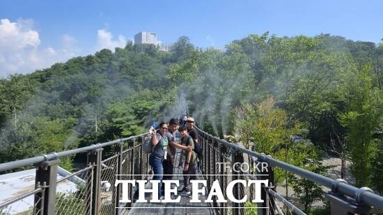 인천국제공항을 경유하는 외국인 관광객들이 환승 시간을 이용, 김포시 애기봉평화생태공원을 방문해 즐거운 시간을 보내고 있다./김포시