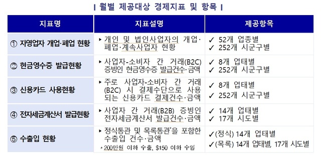 국세청이 내수 경제와 밀접한 소비 지표 자료를 관련 부처와 지방자치단체에 매월 제공한다. /국세청
