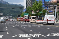  세종대로에서 진행된 '소방차 길터주기 훈련' [포토]