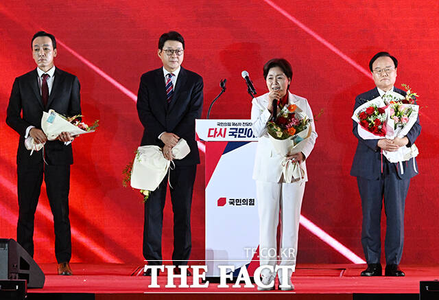 당선인사 하는 양향자 국민의힘 최고위원.