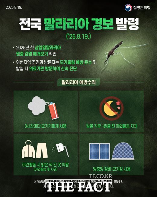 전국 말라리아 경보 발령 안내문. /질병관리청