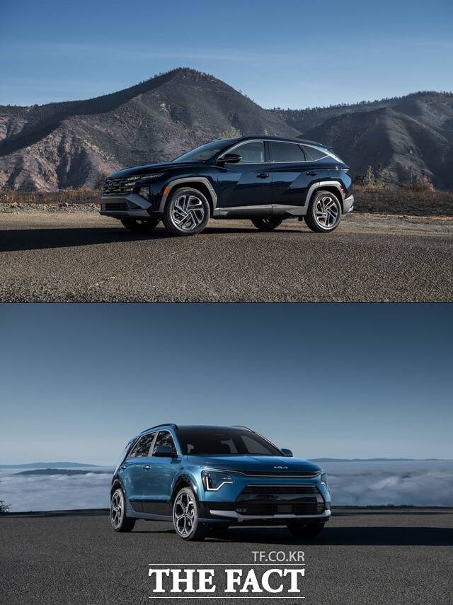현대차 투싼 하이브리드(위)와 기아 니로 하이브리드. /현대차·기아