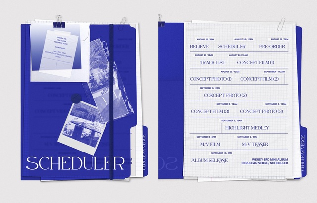 가수 웬디가 세 번째 미니 앨범 세룰리안 버지 발매에 앞서 사전 프로모션 콘텐츠의 일정을 담은 스케줄러를 공개했다./어센드