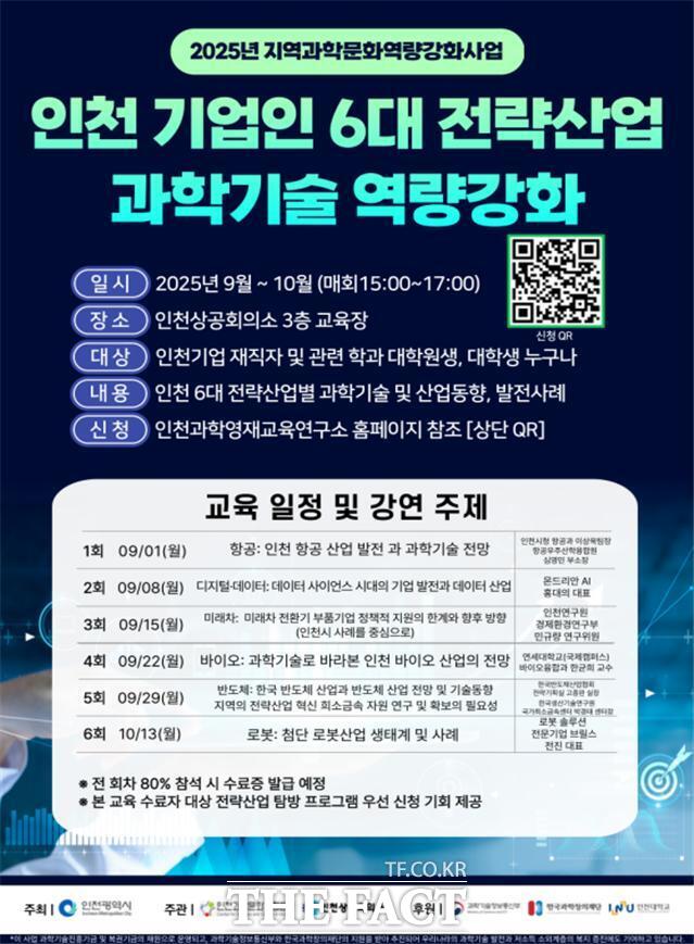 인천 기업인 6대 전략산업 과학기술 역량강화 강의 포스터. /인천시