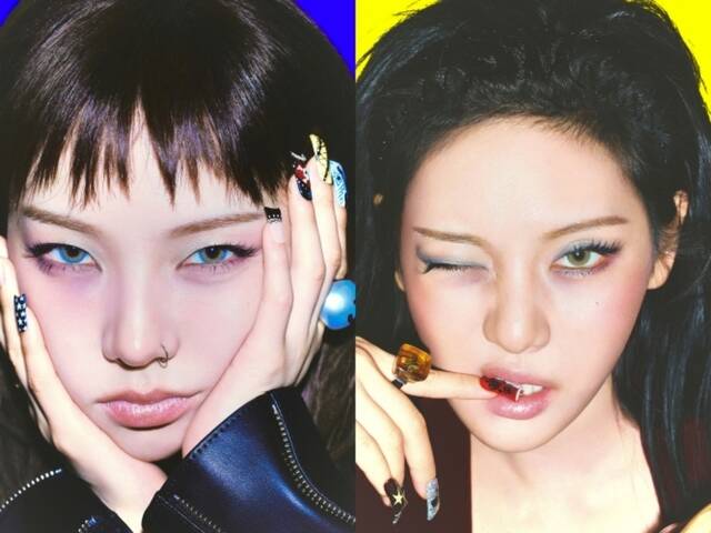 타이틀곡 Rich Man은 중독성 있는 탑라인과 다양하게 전개되는 밴드 사운드가 멤버들의 개성 있는 보컬과 어우러져 거침없는 에너지를 전한다. 사진은 카리나(왼쪽)와 닝닝 티저. /SM엔터