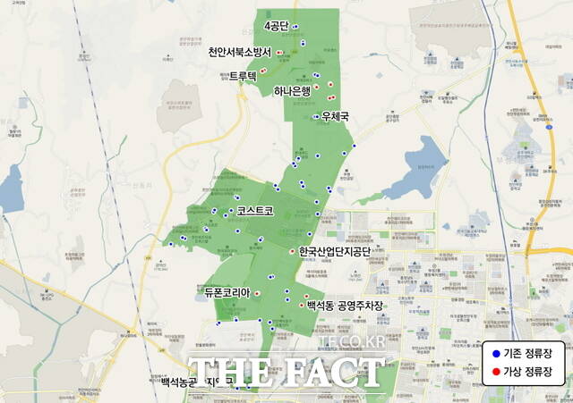 천안 제2·3·4산업단지 내 스마트셔틀 택시 호출 정류장./천안시