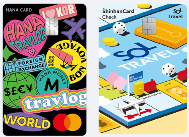 하나카드가 트래블로그(왼쪽)를 출시하면서 업계 최초 여행 관련 시장에 진입했다. 신한카드도 쏠트래블을 출시하면서 맞불을 놨다. /각 사