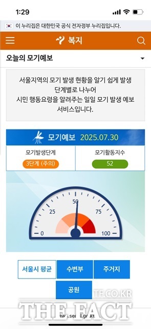 서울시는 25개 자치구에 설치된 55대의 디지털 모기 측정기(DMS)를 활용해 매일 모기 밀도를 분석하고, 모기예보제를 통해 시민에게 실시간 모기 활동 정보를 제공하고 있다./서울시