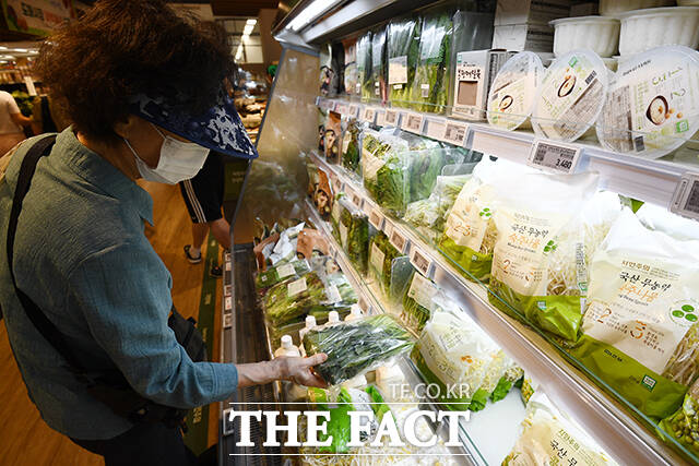 올해 2분기 가구당 명목소득이 약 506만원을 기록했지만 극심한 불경기와 고물가로 소비심리가 위축되면서 서민과 저소득층의 어려움이 더욱 커진 것으로 조사됐다. 서울의 한 대형마트를 찾은 소비자가 장을 보고 있다. /서예원 기자