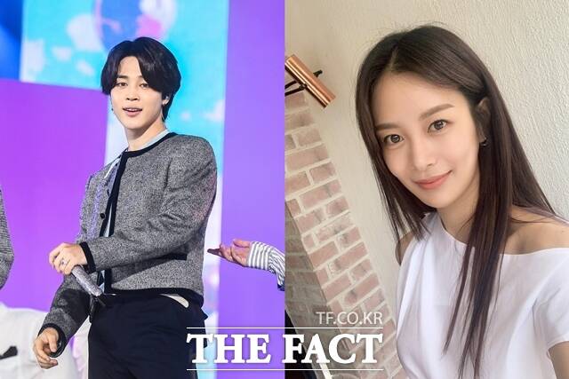 그룹 방탄소년단 소속사 빅히트 뮤직이 지민(왼쪽)과 배우 송다은과의 열애설과 관련해 현재는 교제하는 사이가 아니다라고 전했다. /더팩트 DB, 소셜 미디어 캡처