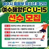  여수시, 유소년 축구단 '여수해양FC U-15' 창단…신규단원 모집