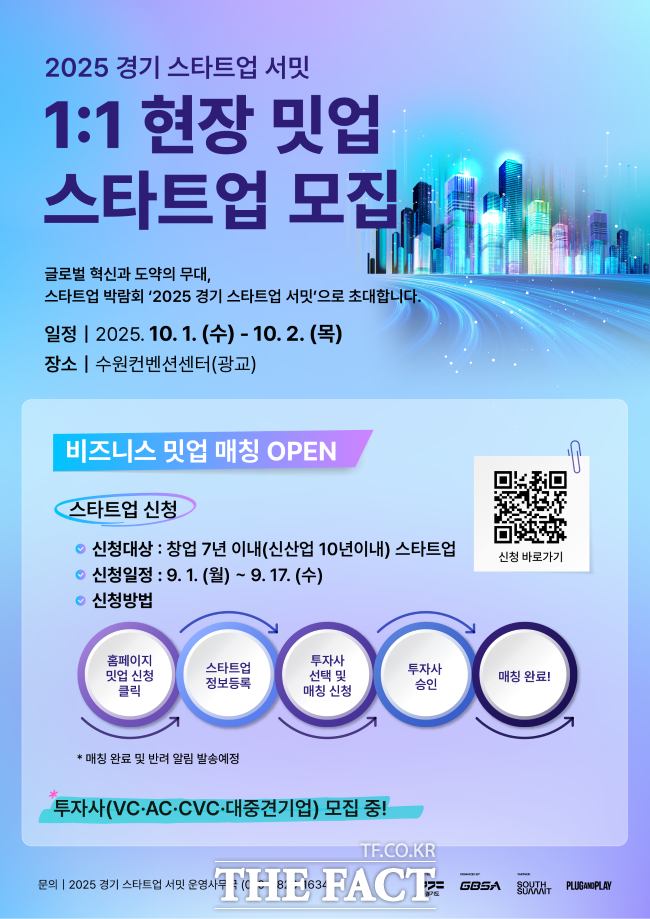 2025 경기스타트업서밋(G－SUMMIT) 1대 1 현장 밋업 참가 스타트업 모집 홍보물 /경과원