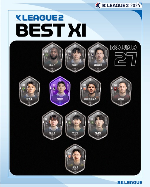 ‘하나은행 K리그2 2025’ 27라운드 베스트11./K리그