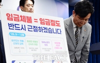  임금체불 근절 대책 발표 앞두고 인사하는 김영훈 고용노동부 장관 [포토]