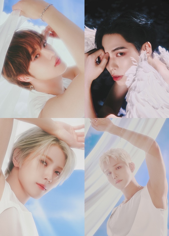 CIX의 현석·BX·승훈·용희(왼쪽 위부터 시계방향). CIX는 고 챕터 1 : 고 투게더에서 완벽한 4인조의 모습을 보여주겠다고 예고했다. /C9엔터테인먼트