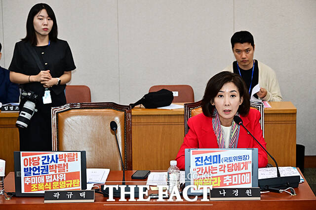 발언하는 나경원 국민의힘 의원.