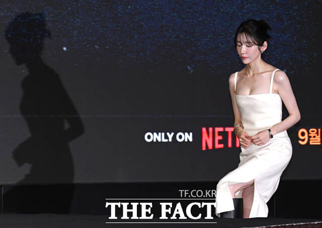 배우 박지현이 5일 서울 중구 앰배서더 서울 풀만 호텔에서 열린 넷플릭스 새 시리즈 은중과 상연 제작발표회에 참석하고 있다. /이새롬 기자