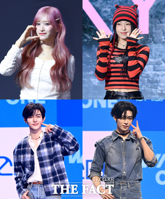 아이브 이서(왼쪽 위부터 시계방향)와 규진은 태연의 To. X를, 제로베이스원의 리키와 장하오는 特别的人를 선보이며 특급 감성 듀엣 무대로 2025 더팩트 뮤직 어워즈를 뜨겁게 달군다. /